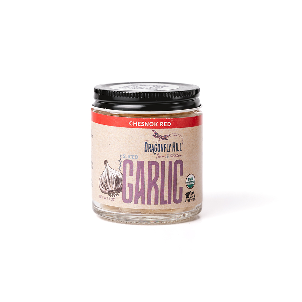 Sliced Chesnok Red Garlic Jar 2